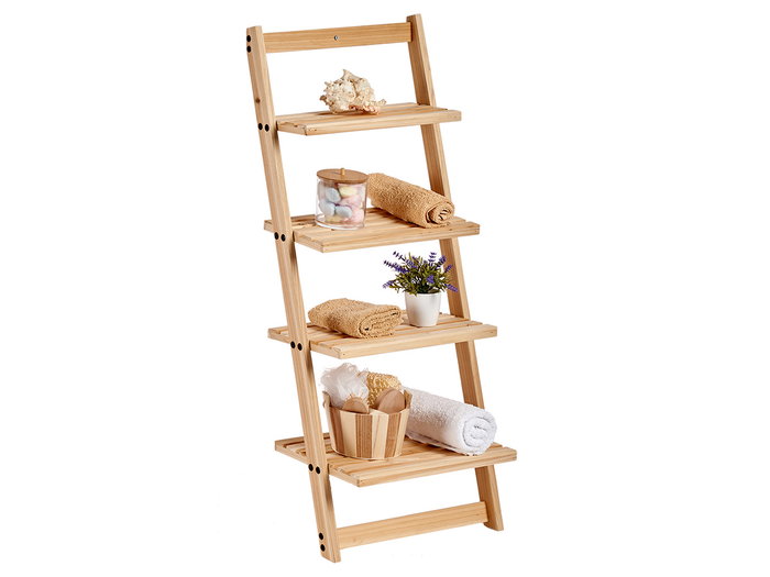 Kipit Étagère 4 Niveaux Naturelle 41x98x27 cm Bois Marron (Set de 6)
