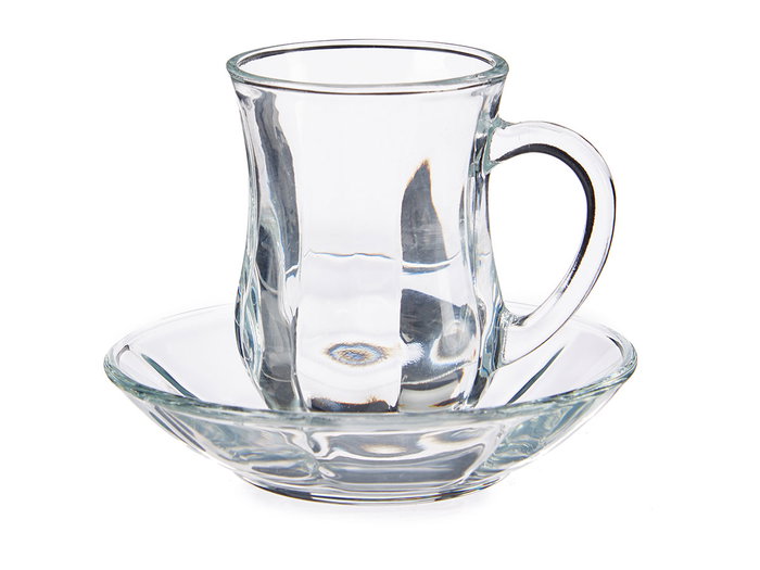 Vivalto Lot de 4 tasses en verre avec soucoupe 125 ml, 14x15x13 cm (Set de 12)