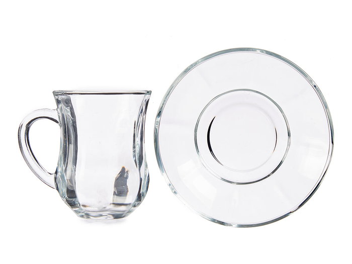 Vivalto Lot de 4 tasses en verre avec soucoupe 125 ml, 14x15x13 cm (Set de 12)