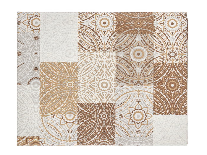 Kinvara Nappe en toile anti-taches 140x180 cm motif carreau beige (Set de 6)