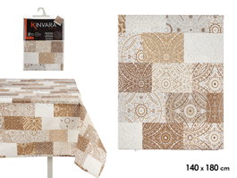 Kinvara Nappe en toile anti-taches 140x180 cm motif carreau beige (Set de 6)