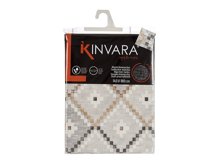 Kinvara Nappe Loneta Antitache 140x180 cm Motif Rombos Beige (Set de 6)