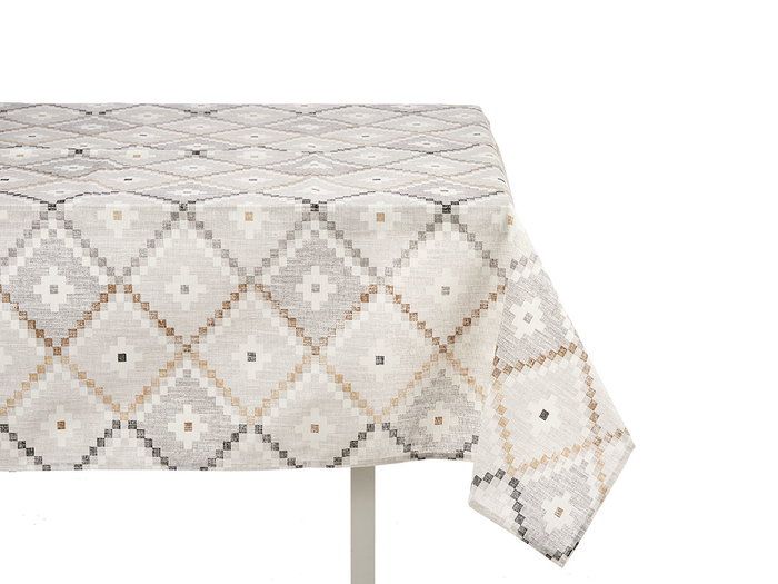 Kinvara Nappe Loneta Antitache 140x180 cm Motif Rombos Beige (Set de 6)