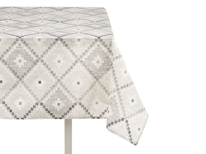 Kinvara Nappe en toile anti-taches 140x180 cm, motif losanges gris (Set de 6)