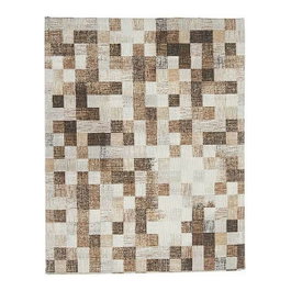 KINVARA Nappe en loneta antimanchas à carreaux beige 140x180 cm
