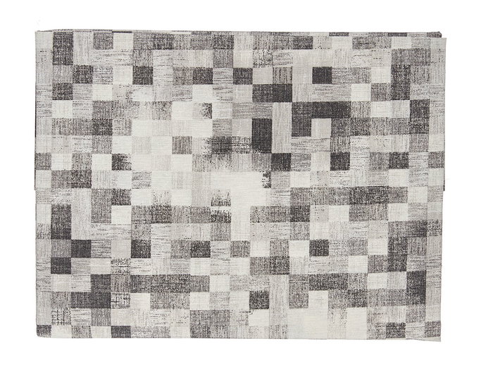 Kinvara Nappe Loneta Antimanchas 140x180 cm Gris Quadrillé - Traitement Taches (Set de 6)