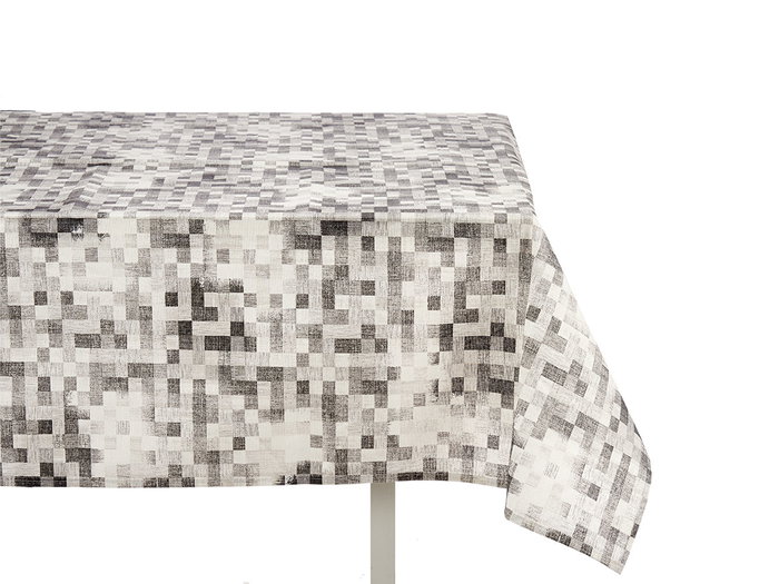 Kinvara Nappe Loneta Antimanchas 140x180 cm Gris Quadrillé - Traitement Taches (Set de 6)