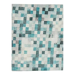 KINVARA Nappe en lonette antimanchas 140x180cm carreaux bleu turquoise