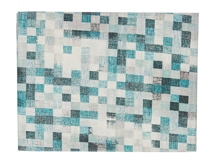 Kinvara Nappe Loneta Antitache 140x180 cm Motif Carreaux Bleu Turquoise (Set de 6)