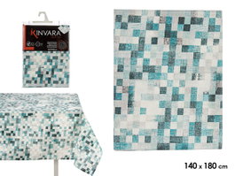 Kinvara Nappe Loneta Antitache 140x180 cm Motif Carreaux Bleu Turquoise (Set de 6)