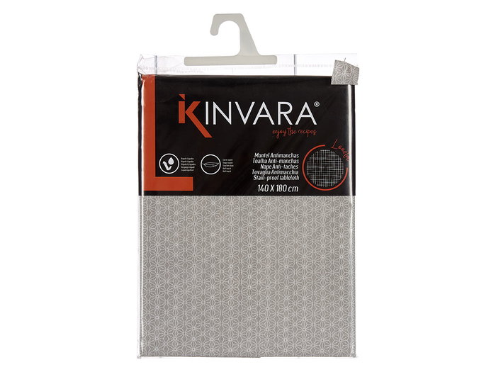 Kinvara Nappe en Loneta Antitache 140x180 cm Motif Étoile Gris (Set de 6)