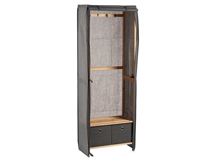 Kipit Porte-vêtements en tissu avec 2 tiroirs gris 31,5x58x168 cm (Set de 3)