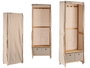 Kipit Perchero en bois et tissu avec 2 tiroirs, naturel beige 58x168x31 cm (Set de 3)