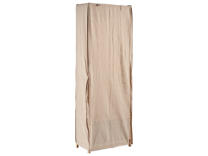 Kipit Perchero en bois et tissu avec 2 tiroirs, naturel beige 58x168x31 cm (Set de 3)