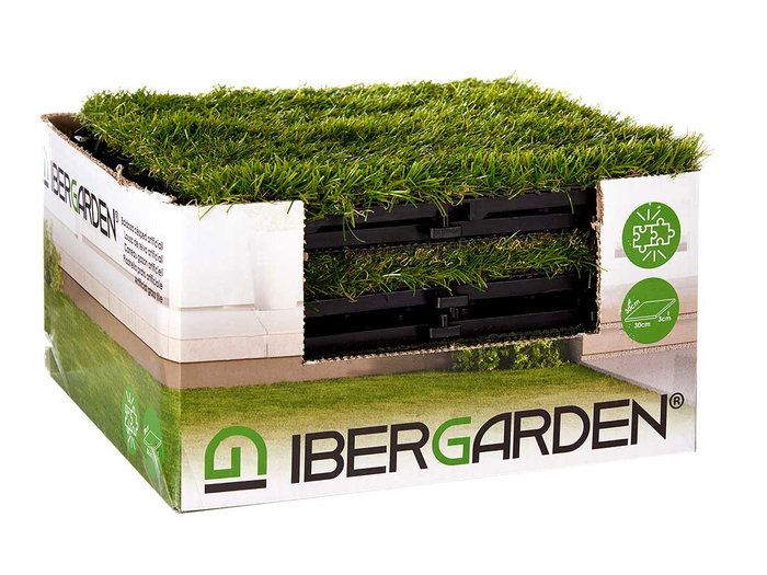 Ibergarden Dalle Gazon Artificiel 30x3,5x30 cm Vert (Set de 6)