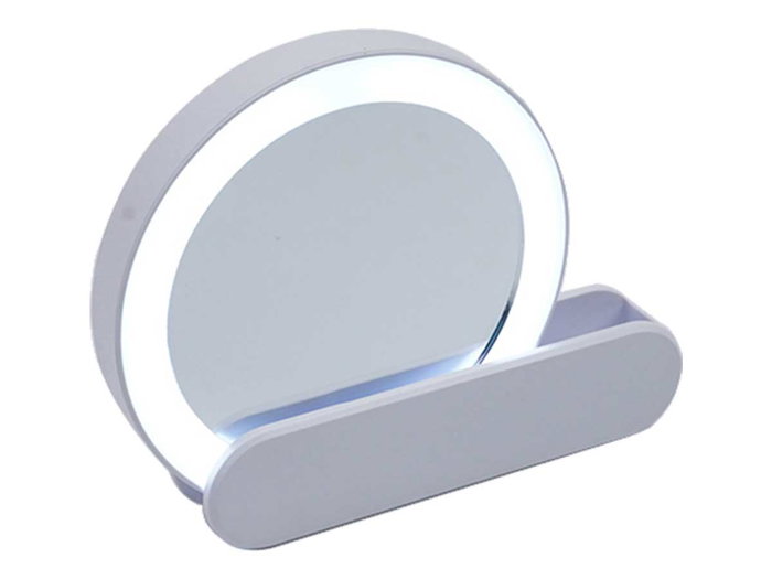 Berilo Miroir de Voyage ABS avec LED et Connecteur USB 9x2x10 cm Blanc (Set de 24)