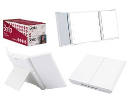 BERILO Miroir de poche ABS avec LED et grossissements 1X 2X 3X