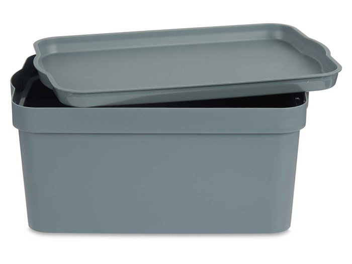 Kipit Boîte en plastique avec couvercle 7,5 L gris 21 x 14 x 32 cm (Set de 12) Kipit Boîte en plastique avec couvercle 7,5 L gris 21 x 14 x 32 cm (Set de 12)
