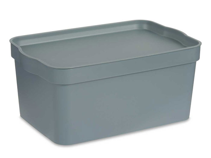 Kipit Boîte en plastique avec couvercle 7,5 L gris 21 x 14 x 32 cm (Set de 12) Kipit Boîte en plastique avec couvercle 7,5 L gris 21 x 14 x 32 cm (Set de 12)