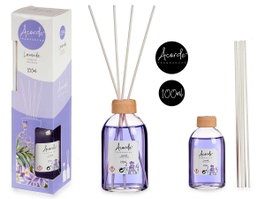 Acorde Mikado 100 ml avec tige lavande, diffuseur verre bois lila 5.5x21.3x5.5 cm (Set de 12)