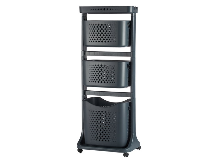Kipit Armoire en plastique 3 niveaux avec roues anthracite 33x112x43 cm