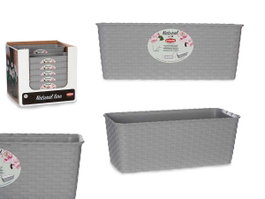 Stefanplast Jardinera Naturel avec Réservoir d'Eau 29x13x11 cm Gris - Capacité 2,4L (Set de 12)