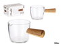 Vivalto Cazo en verre borosilicate 100 ml avec manche en bois marron 6,5x5x10,5 cm (Set de 12)