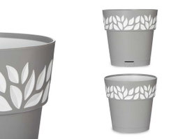 Stefanplast Pot en Plastique Cloe 20 cm Gris avec Réserve d'Eau (Set de 12)