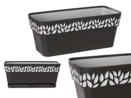 Stefanplast Jardinière en plastique 30 cm Cloe Antracite avec réservoir d'eau 2,75 L 29,3x13,3x12,3 cm (Set de 12)