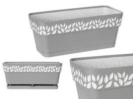 Stefanplast Jardinière Plastique 30 cm Cloe Gris avec Réservoir d'Eau 2,75 L (Set de 12)