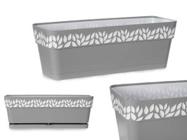 Stefanplast Jardinière Cloe Gris 50 cm Plastique avec Réservoir d'Eau (Set de 12)