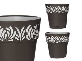 Stefanplast Pot en plastique Gaia 25 cm Antracite avec réserve d'eau 7,5 L (Set de 6)