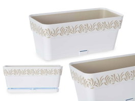 Stefanplast Jardinera Gaia Plastique 30 cm Blanc avec Réserve d'Eau 2,75 L (Set de 12)