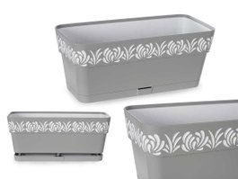 Stefanplast Jardinera Plastique Gaia Gris 30 cm avec Réserve d'Eau 2,75 L (Set de 12)