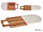 Kinvara Planche à Découper Bois et Marbre Blanc avec Poignée 38 x 18 x 1.5 cm (Set de 8)
