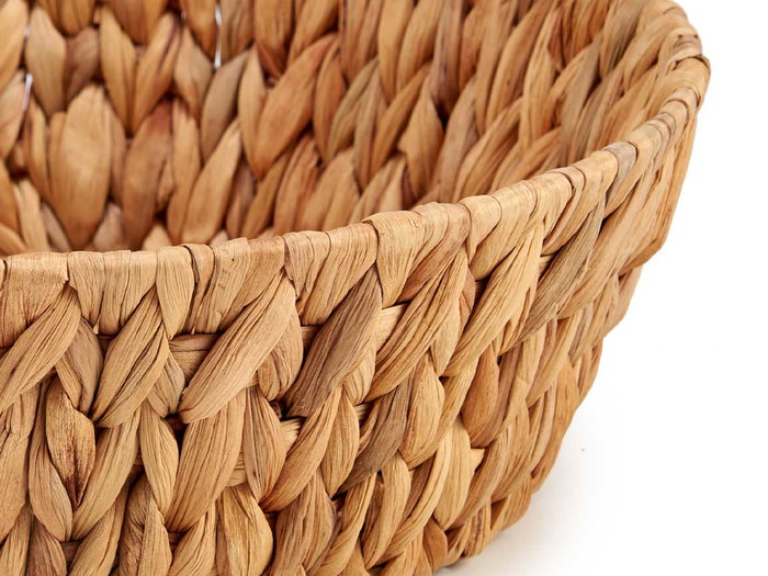 Giftdecor Centre de table rond en paille haut avec anses 39,5x35x16,5 cm Jacinthe d'eau et métal Marron (Set de 12)