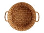 Giftdecor Centre de table rond en paille haut avec anses 39,5x35x16,5 cm Jacinthe d'eau et métal Marron (Set de 12)