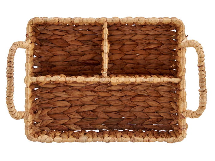 GIFTDECOR Organisateur rectangulaire en paille avec 3 compartiments Marron