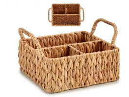 GIFTDECOR Organisateur rectangulaire en paille avec 3 compartiments Marron