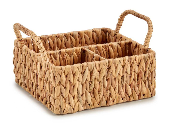 GIFTDECOR Organisateur rectangulaire en paille avec 3 compartiments Marron