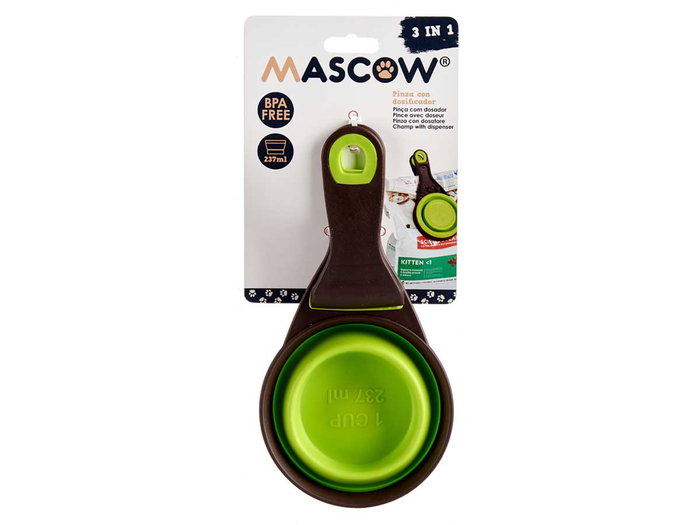 Mascow Pince Cuillère Doseur 3 en 1 237 ml Plastique Vert Gris 19.5x6x9.5 cm (Set de 24)