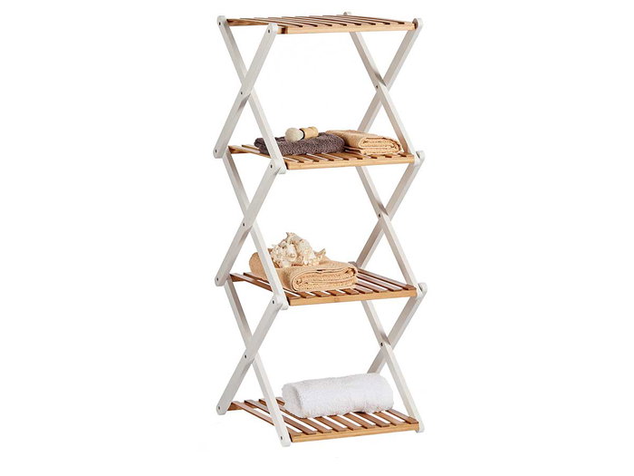 Giftdecor Étagère Pliante Bambou Blanc Quadruple 32 x 39 x 96 cm (Set de 6)