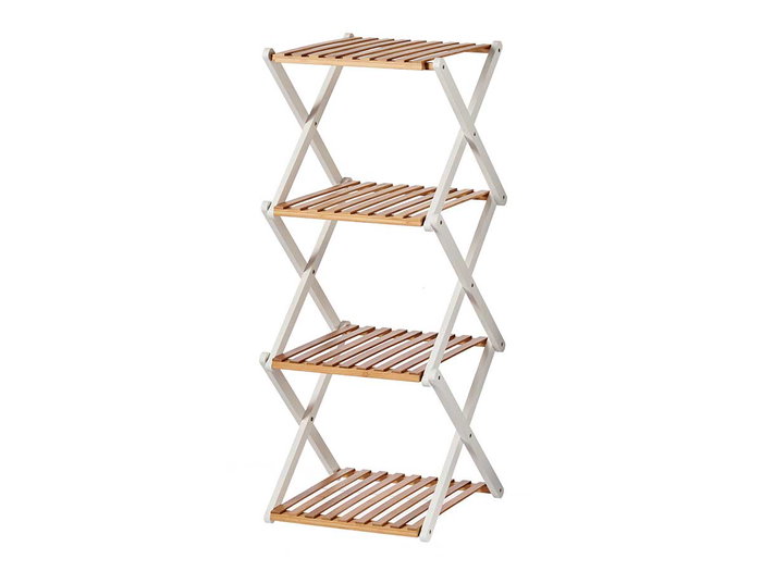 Giftdecor Étagère Pliante Bambou Blanc Quadruple 32 x 39 x 96 cm (Set de 6)