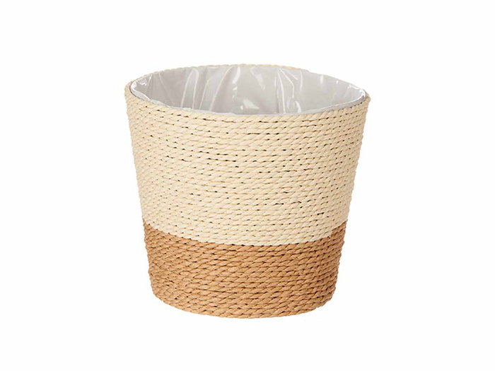 Ibergarden Macetero Cuerda 15x14 cm Marron Natural - Pot de Fleurs en Corde et Plastique (Set de 24)