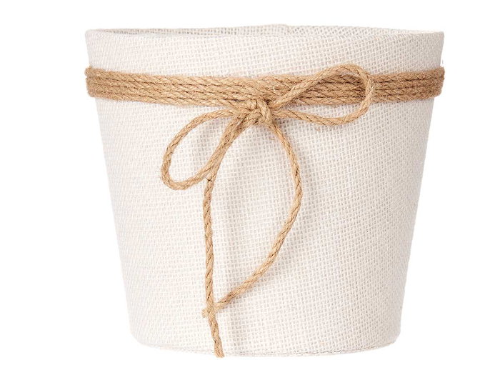 IBERGARDEN Macetero Tela Con Lazo 18x16cm Blanco-Marron