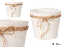 IBERGARDEN Macetero Tela Con Lazo 18x16cm Blanco-Marron