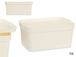 KIPIT Boîte de rangement avec couvercle 7,5 L Crème