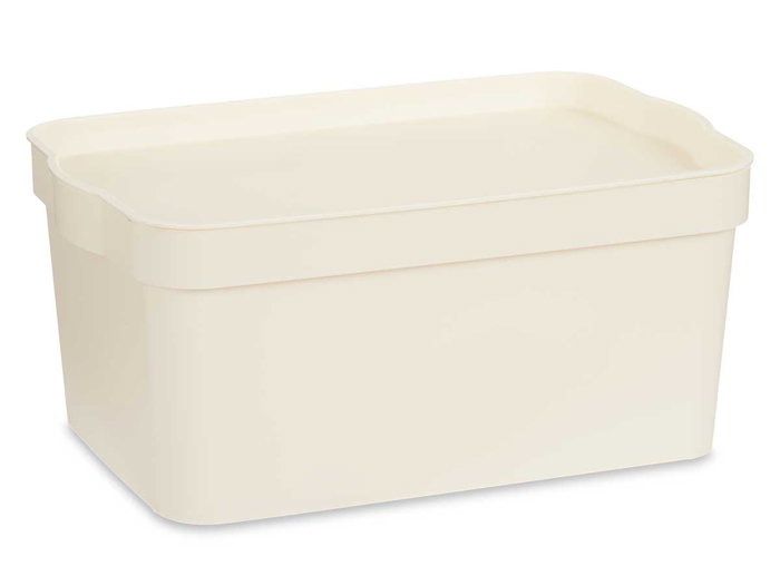KIPIT Boîte de rangement avec couvercle 7,5 L Crème
