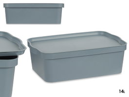 KIPIT Boîte de rangement en plastique avec couvercle 14L Gris