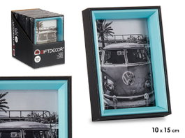 GIFTDECOR Lot de 24 cadres photo en bois 10x15 cm Bleu et Noir